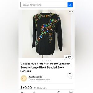 Beautiful vintage sequin ugly Christmas sweater by trimmings!